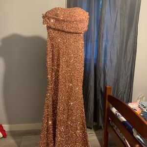Elegant Rose Gold Sequin Gown